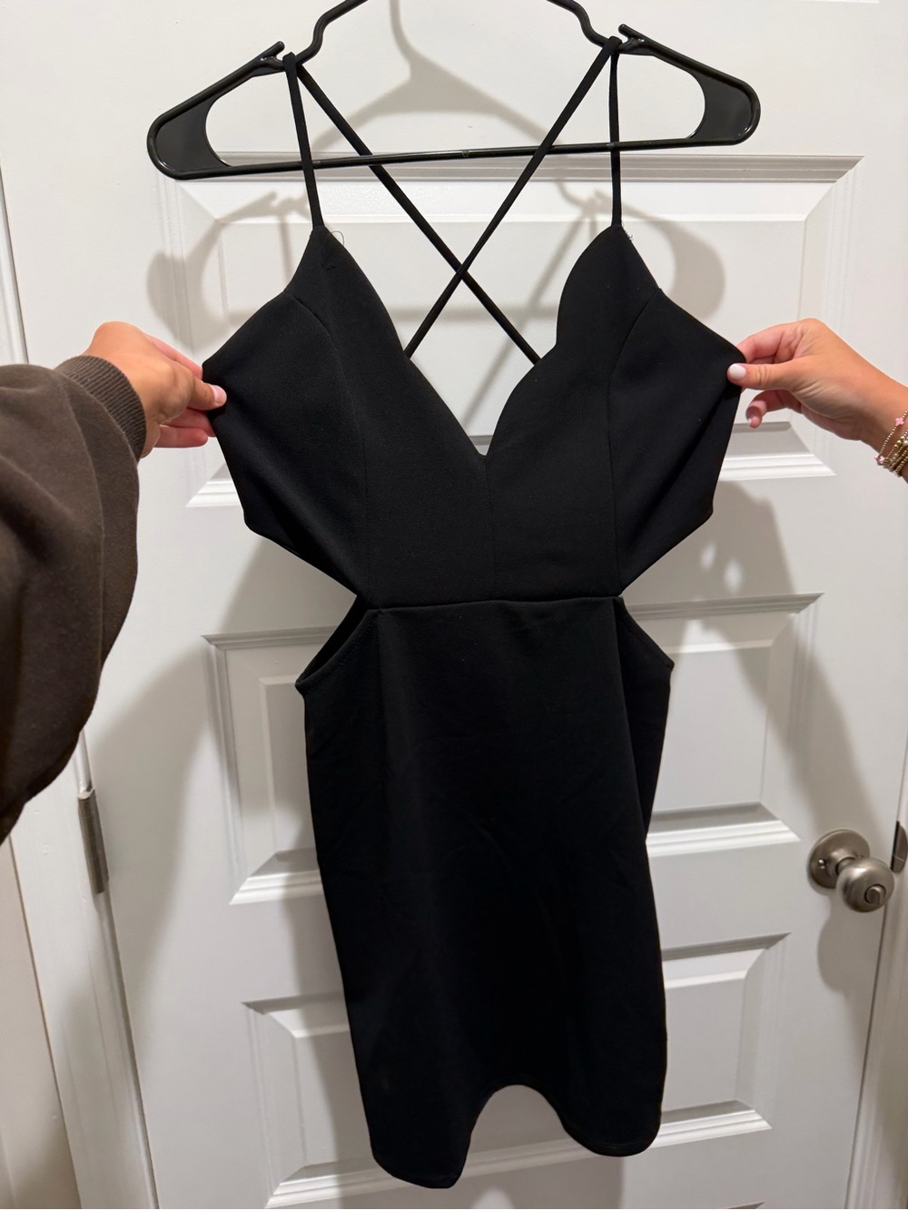 Blue Blush Black Strappy V-Neck Mini Dress